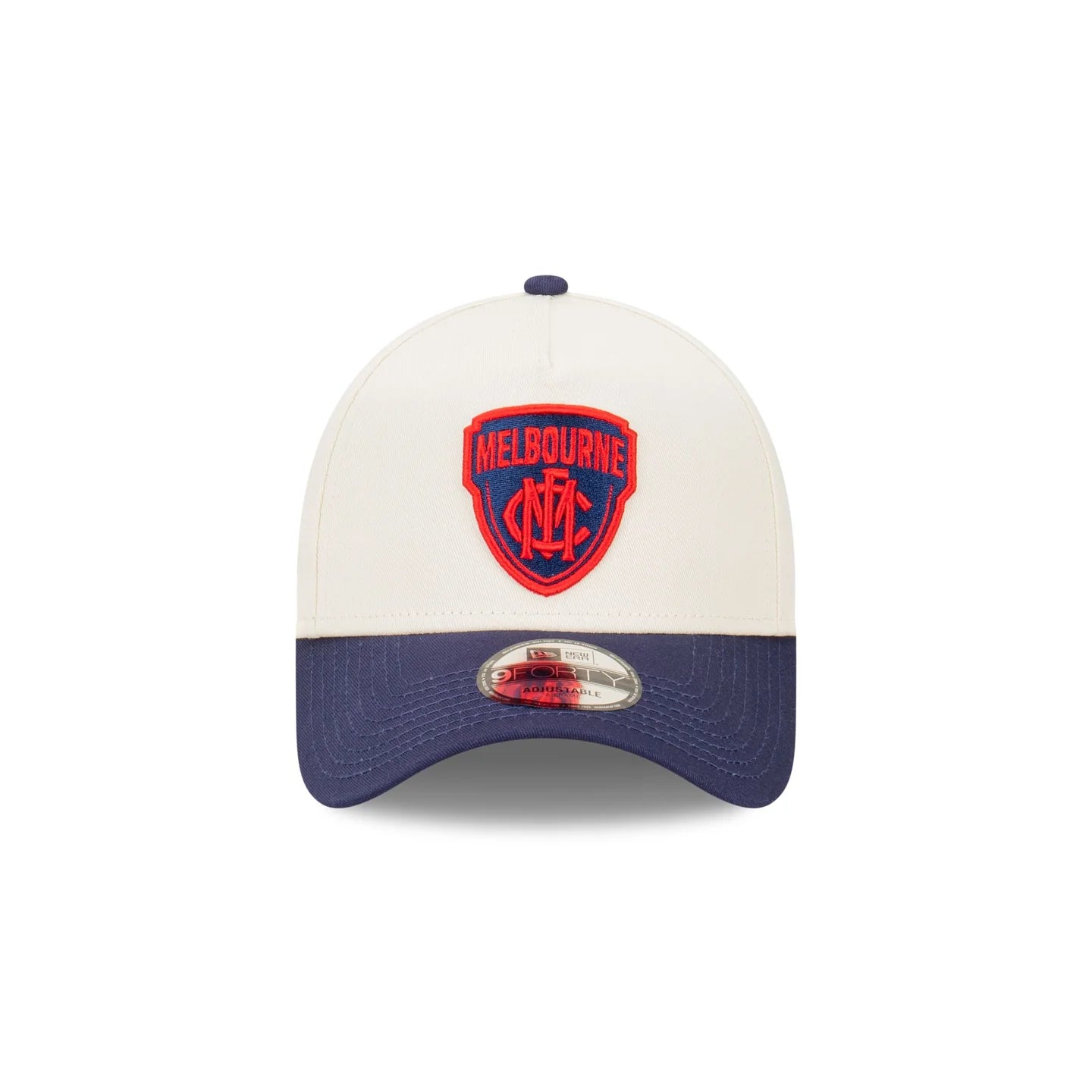 Melbourne Demons Hat - 2-Tone Chrome Navy 9Forty A-Frame AFL Snapback Cap - New Era